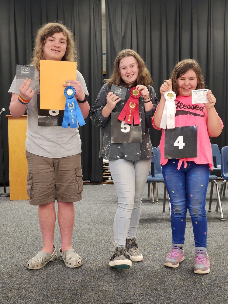 Three winners of County wide spelling bee 