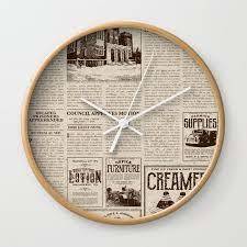 A clock with a newspaper motif