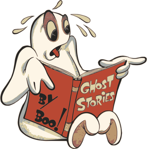 timid ghost with book 